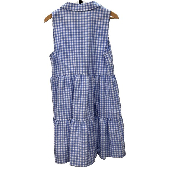Tommy Hilfiger NWT Dress 10 Sleeveless Tiered Ruffle Hem Blue Gingham Seersucker - Picture 2 of 6